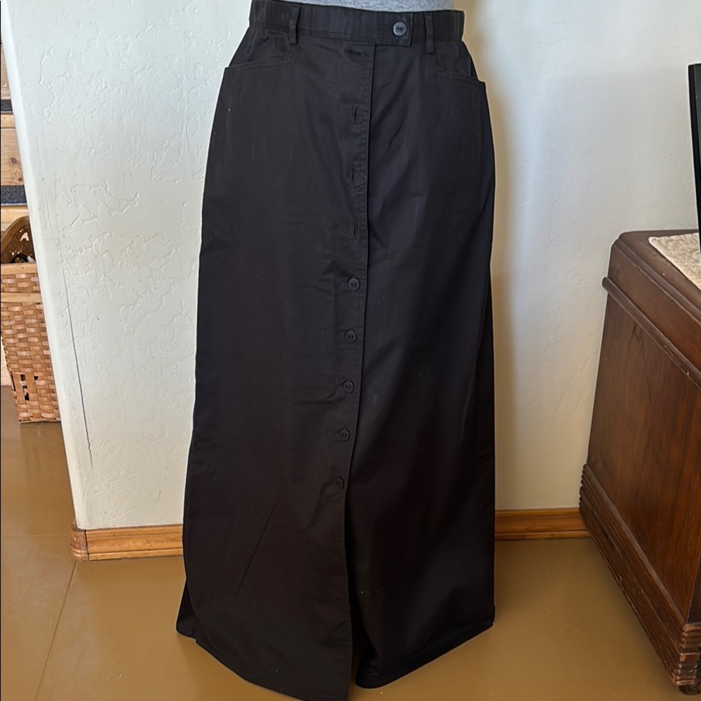 Worth Black Maxi Skirt with Button Detail